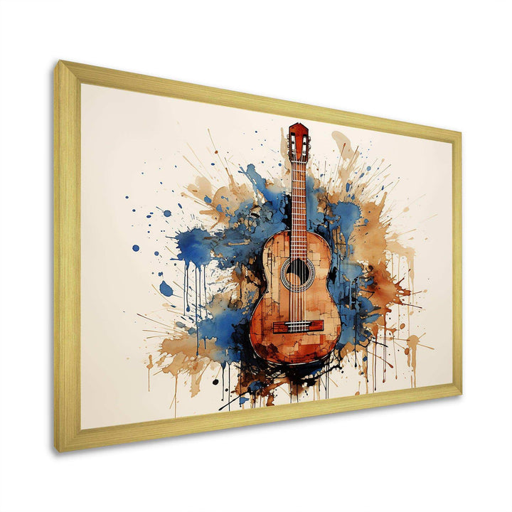 Earthy Brown Guitar melody - Music Canvas Wall Art