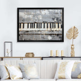 Minimalism grey and white piano keys - Music Canvas Wall Art