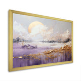 Purple and gold lake and mountain  IV - Cottage Canvas Wall Art