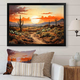 Orange Silhouette Cactus Sunrise - Floral Canvas Wall Art