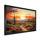 Orange Silhouette Cactus Sunrise - Floral Canvas Wall Art