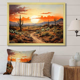 Orange Silhouette Cactus Sunrise - Floral Canvas Wall Art