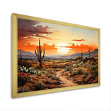 Orange Silhouette Cactus Sunrise - Floral Canvas Wall Art