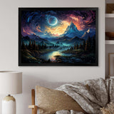 Yellow Mountain moon galatic I - Landscapes Canvas Wall Art