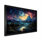 Yellow Mountain moon galatic I - Landscapes Canvas Wall Art