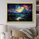 Yellow Mountain moon galatic I - Landscapes Canvas Wall Art