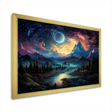 Yellow Mountain moon galatic I - Landscapes Canvas Wall Art