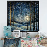 Festive starry night Winter Woodscape - Food & Beverage Canvas Wall Art