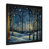 Festive starry night Winter Woodscape - Food & Beverage Canvas Wall Art