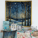 Festive starry night Winter Woodscape - Food & Beverage Canvas Wall Art