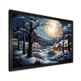 Christmas winter cottage scenery I - Landscapes Canvas Wall Art