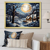 Christmas winter cottage scenery I - Landscapes Canvas Wall Art