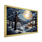 Christmas winter cottage scenery I - Landscapes Canvas Wall Art