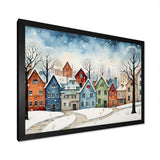 Multicolor frosty city in winter I - Landscapes Canvas Wall Art