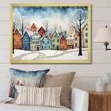 Multicolor frosty city in winter I - Landscapes Canvas Wall Art