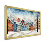 Multicolor frosty city in winter I - Landscapes Canvas Wall Art