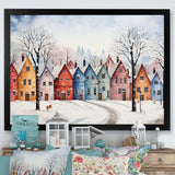 Multicolor frosty city in winter II - Landscapes Canvas Wall Art