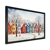 Multicolor frosty city in winter II - Landscapes Canvas Wall Art