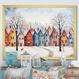 Multicolor frosty city in winter II - Landscapes Canvas Wall Art