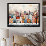 Multicolor frosty city in winter III - Landscapes Canvas Wall Art