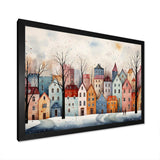 Multicolor frosty city in winter III - Landscapes Canvas Wall Art