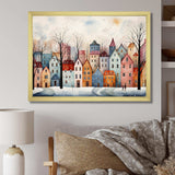 Multicolor frosty city in winter III - Landscapes Canvas Wall Art