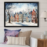 Christmas village in Winter III - Landscapes Canvas Wall Art