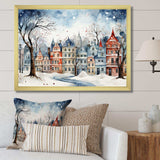 Christmas village in Winter III - Landscapes Canvas Wall Art