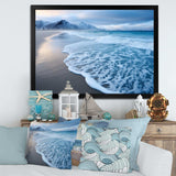 White calm wave on Coastal Beach IV - Coastal Canvas Wall Art