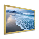 White calm wave on Coastal Beach IV - Coastal Canvas Wall Art