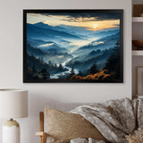 Blue and green Majesty Mountain  Panorama I - Landscapes Canvas Wall Art