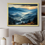 Blue and green Majesty Mountain  Panorama I - Landscapes Canvas Wall Art