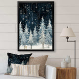 Winter Pine tree starry night sky I - Floral Canvas Wall Art