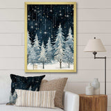 Winter Pine tree starry night sky I - Floral Canvas Wall Art