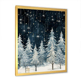 Winter Pine tree starry night sky I - Floral Canvas Wall Art