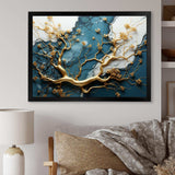 Gold and emerald Ancient bonsai  I - Floral Canvas Wall Art