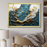 Gold and emerald Ancient bonsai  I - Floral Canvas Wall Art