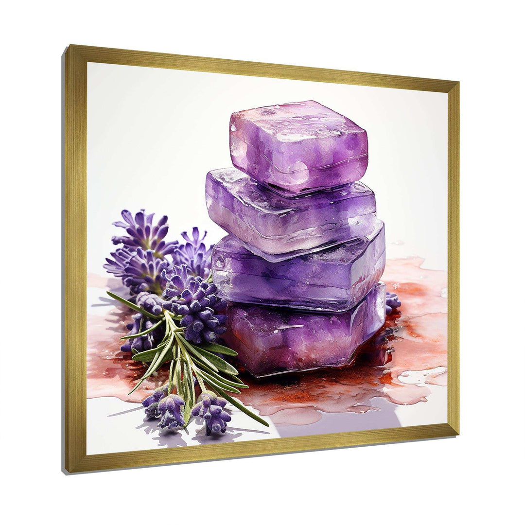 Purple Lavender batjhroom soap III - Floral Canvas Wall Art