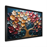 Multicolor golden tree on blue tones - Landscapes Canvas Wall Art