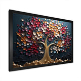 Pink and Blue golden tree on blue tones - Landscapes Canvas Wall Art