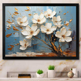 White and Blue Golden Orchid Tree Garden Of Branches VI - Floral Canvas Wall Art