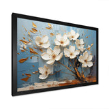 White and Blue Golden Orchid Tree Garden Of Branches VI - Floral Canvas Wall Art