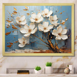 White and Blue Golden Orchid Tree Garden Of Branches VI - Floral Canvas Wall Art