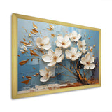 White and Blue Golden Orchid Tree Garden Of Branches VI - Floral Canvas Wall Art