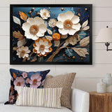 White and Gold Charming Spring  flower blooms II - Floral Canvas Wall Art