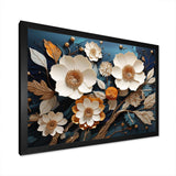 White and Gold Charming Spring  flower blooms II - Floral Canvas Wall Art