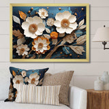 White and Gold Charming Spring  flower blooms II - Floral Canvas Wall Art