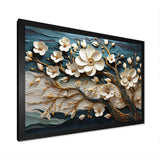 White and Gold Charming Spring  flower Elegance III - Floral Canvas Wall Art