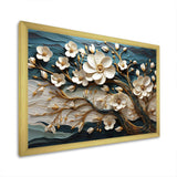 White and Gold Charming Spring  flower Elegance III - Floral Canvas Wall Art