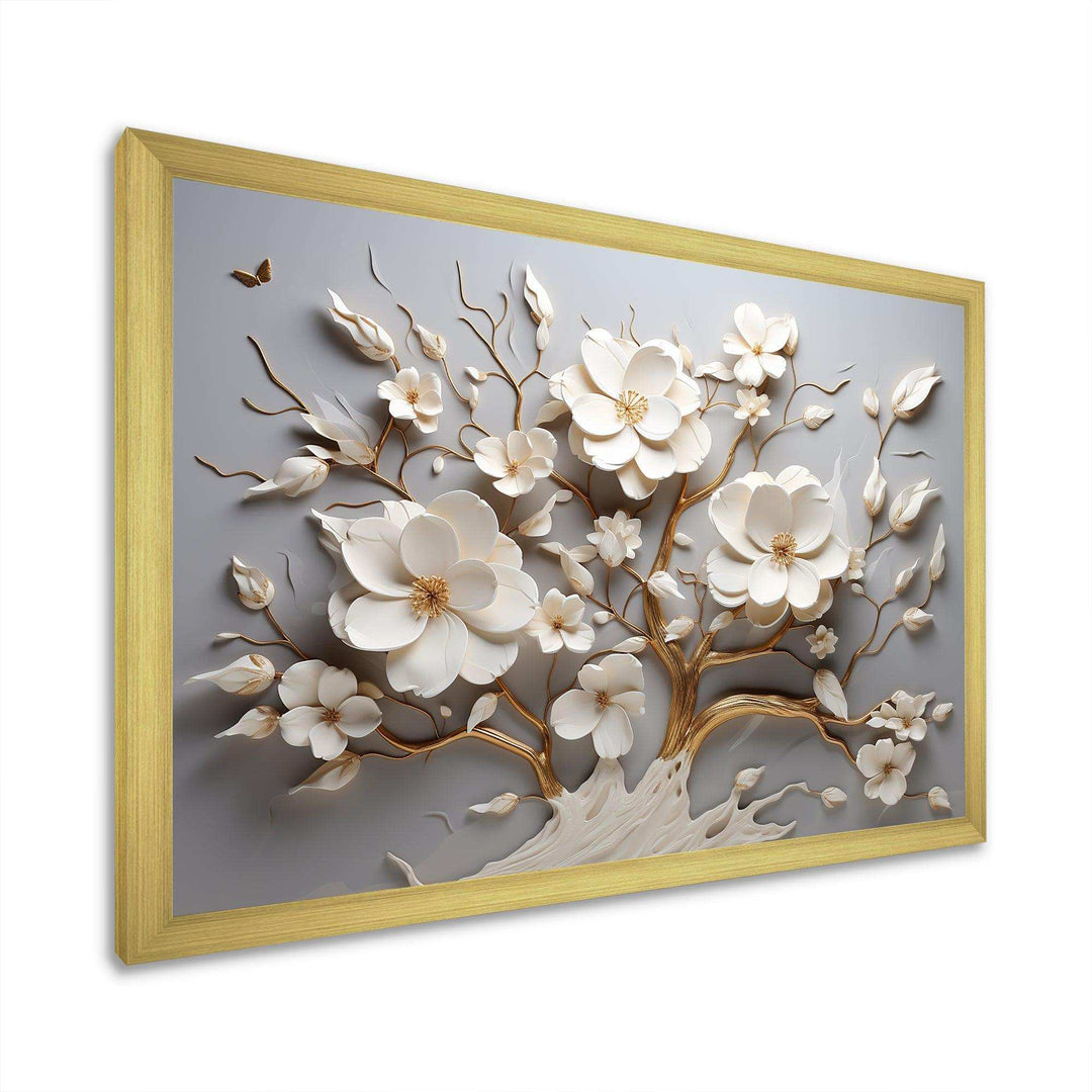 White Orchid Tree Garden Of Branches 10 - Floral Canvas Wall Art